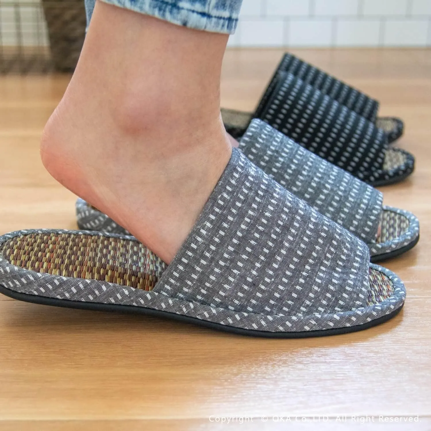 OKA Tatami Slippers, Made in Japan (Grass & Root, Japanese)
