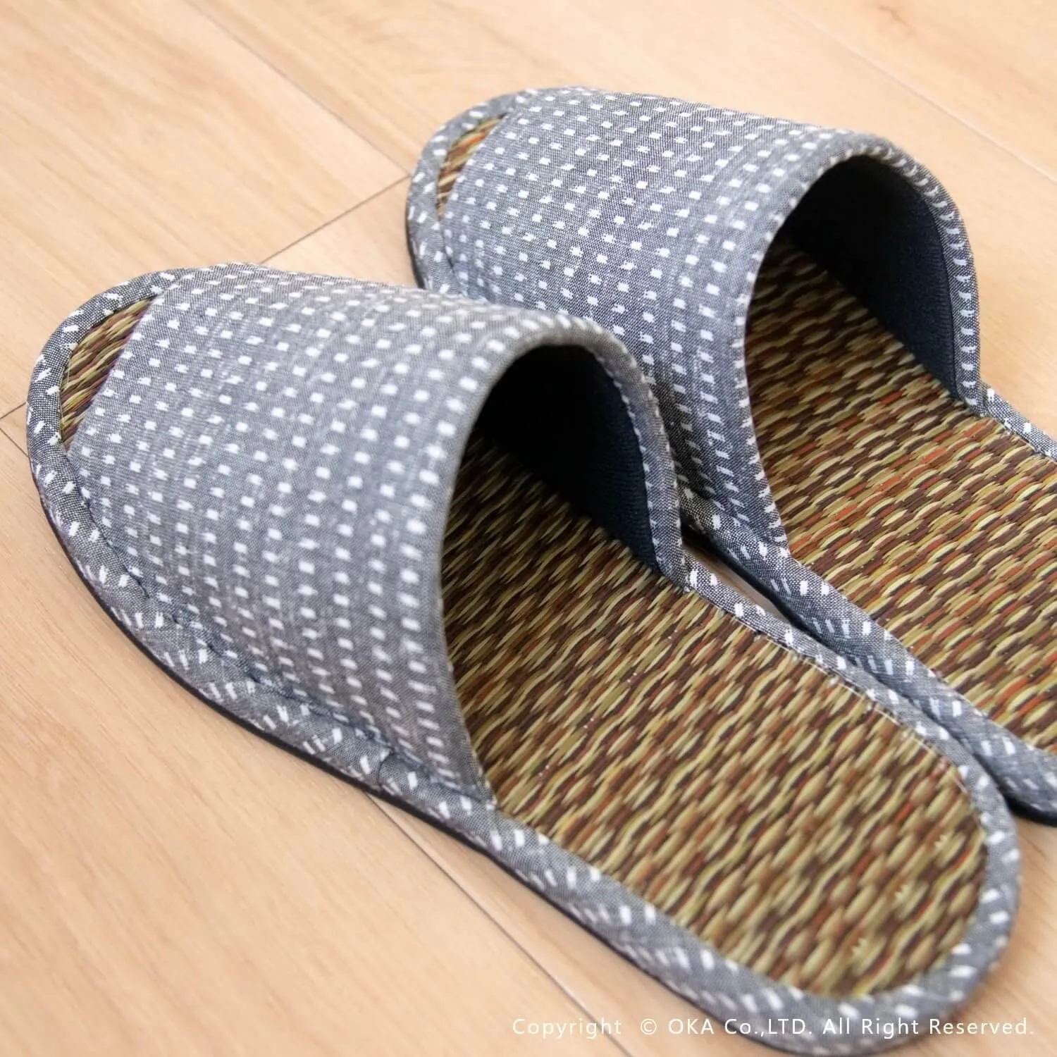 OKA Tatami Slippers, Made in Japan (Grass & Root, Japanese)