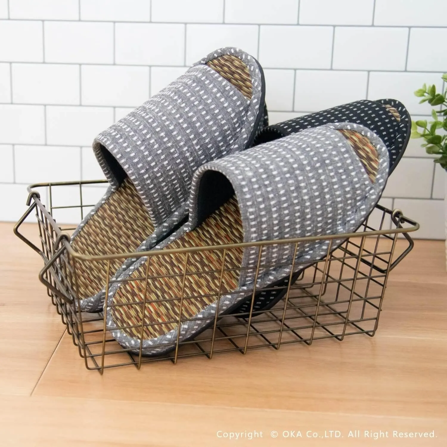 OKA Tatami Slippers, Made in Japan (Grass & Root, Japanese)