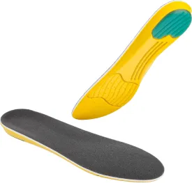 Orthotic Plantar Fasciitis Memory Foam Comfort Elevator Shoe Insole 1/2 Inch Height Increase (Yellow) Excellent Shock Absorption and Cushioning Best Insoles for Men and Women for Everyday Use Size M