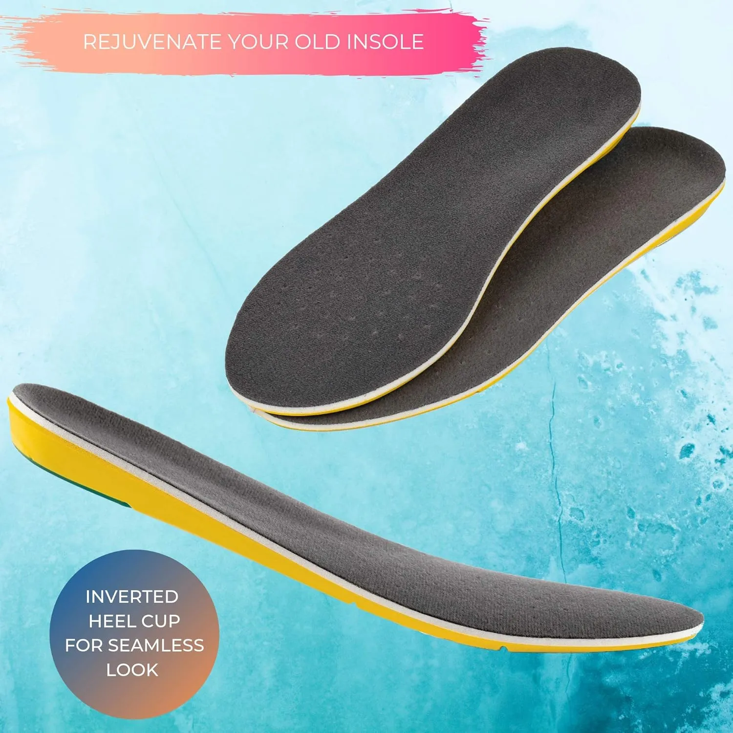 Orthotic Plantar Fasciitis Memory Foam Comfort Elevator Shoe Insole 1/2 Inch Height Increase (Yellow) Excellent Shock Absorption and Cushioning Best Insoles for Men n Women for Everyday Use -Large