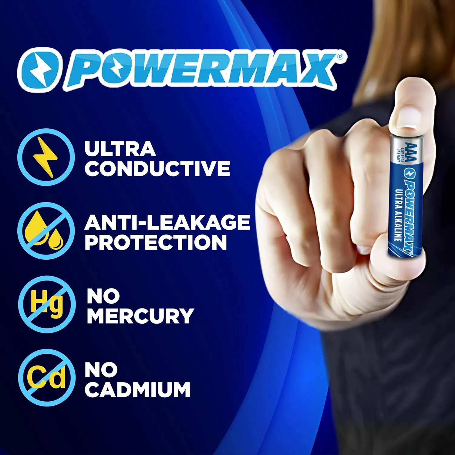 Powermax 24-Count Triple AAA Batteries, Ultra Long Lasting Alkaline Battery, 10-Year Shelf Life, Reclosable Packaging