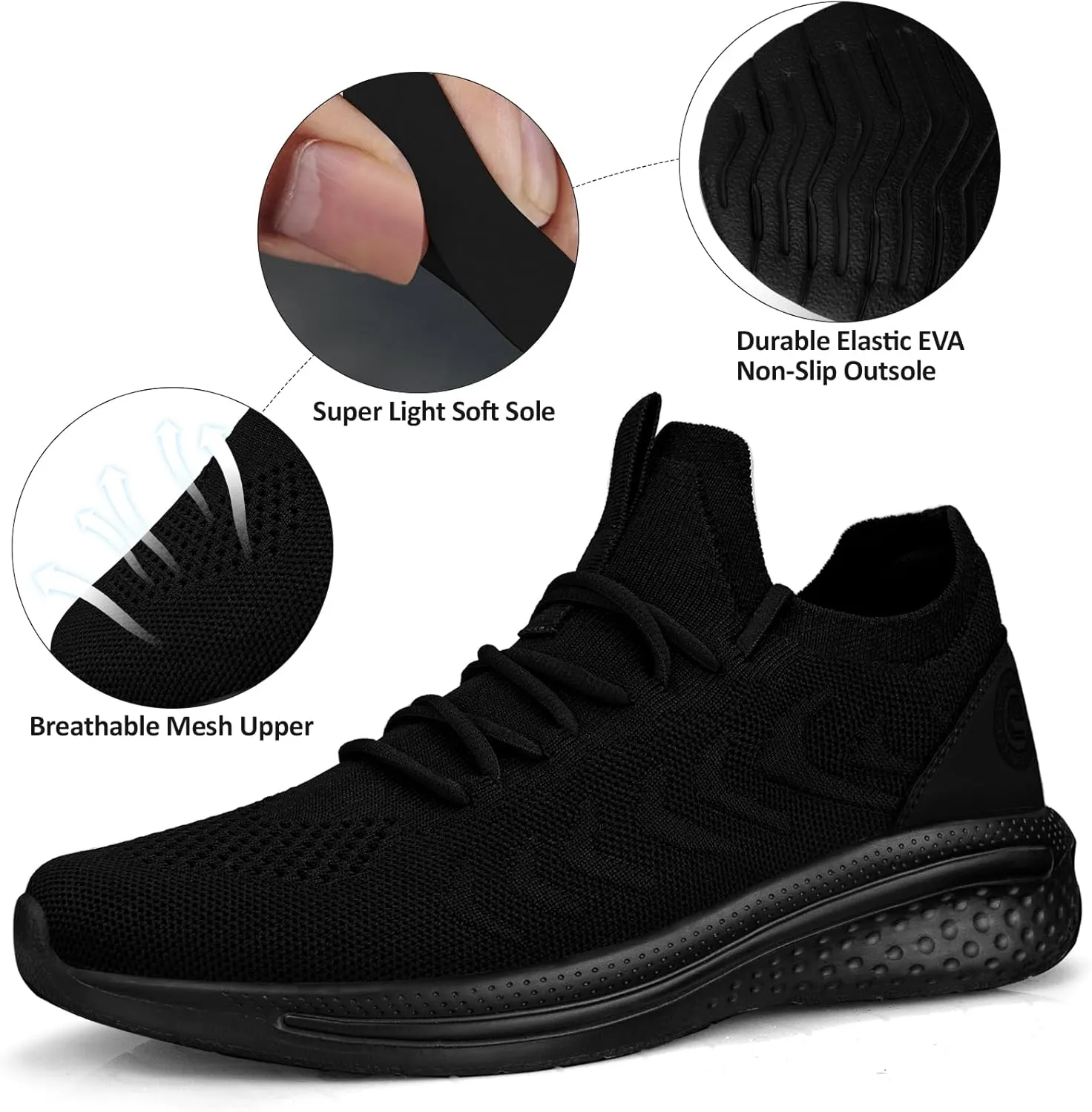 Pujcs Mens Walking Shoes Non Slip Running Shoes Breathable Slip on Sneakers Lightwight Gym Tennis Shoes for Men