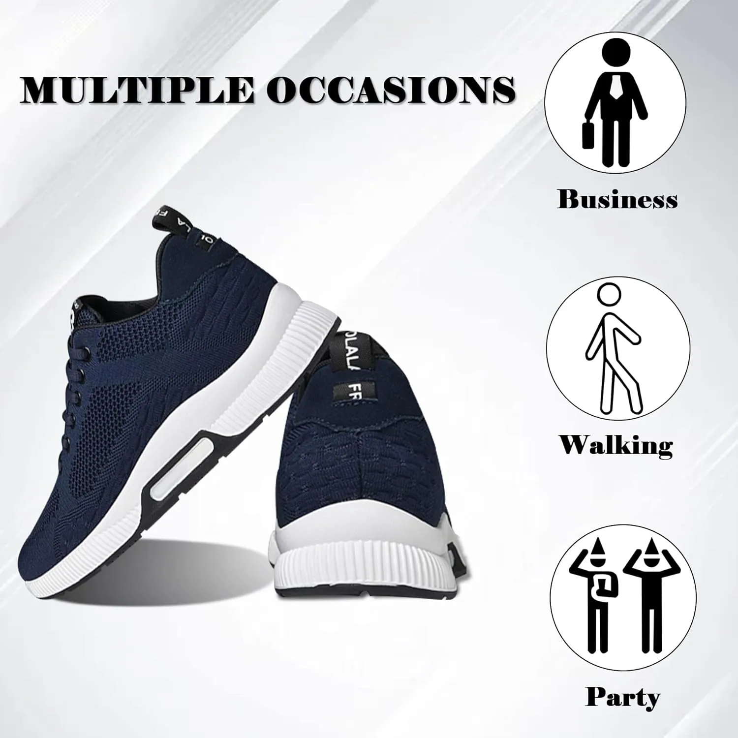 Recyphi Men's Invisible Height Increasing Elevator Shoes Lightweight Sport Shoes Height-Boosting Fashion Sneakers 2.4'' Taller