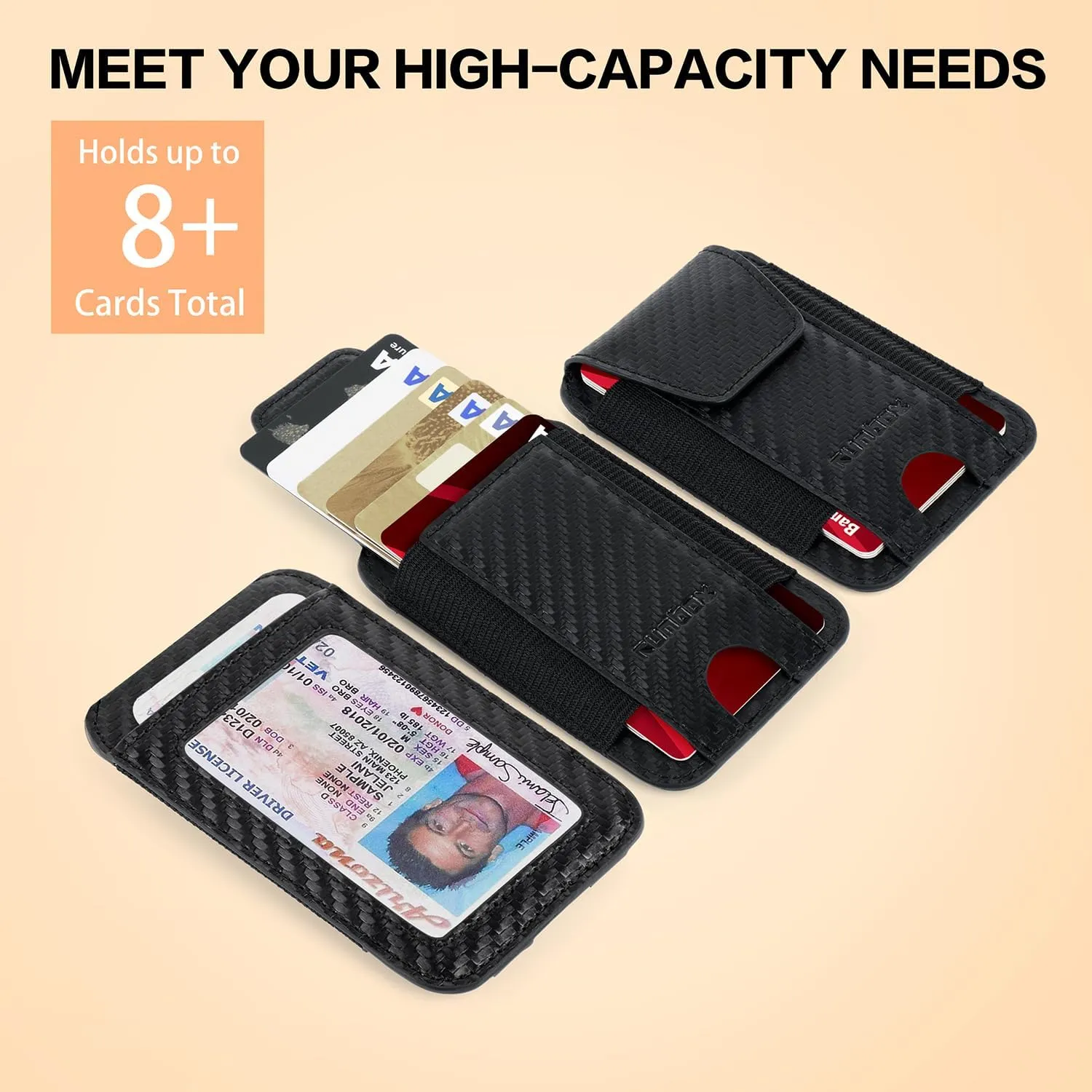 RUNBOX Wallet for Men 6-8 Cards With ID Window RFID Blocking Wallet Credit Card Holder Minimalist Front Pocket Gifts Ideal Choice