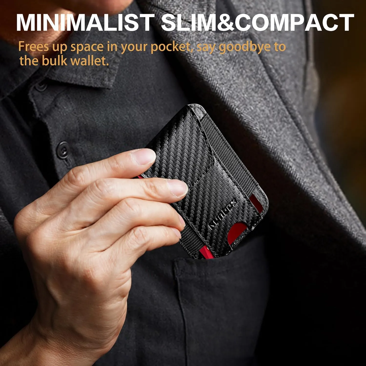 RUNBOX Wallet for Men 6-8 Cards With ID Window RFID Blocking Wallet Credit Card Holder Minimalist Front Pocket Gifts Ideal Choice