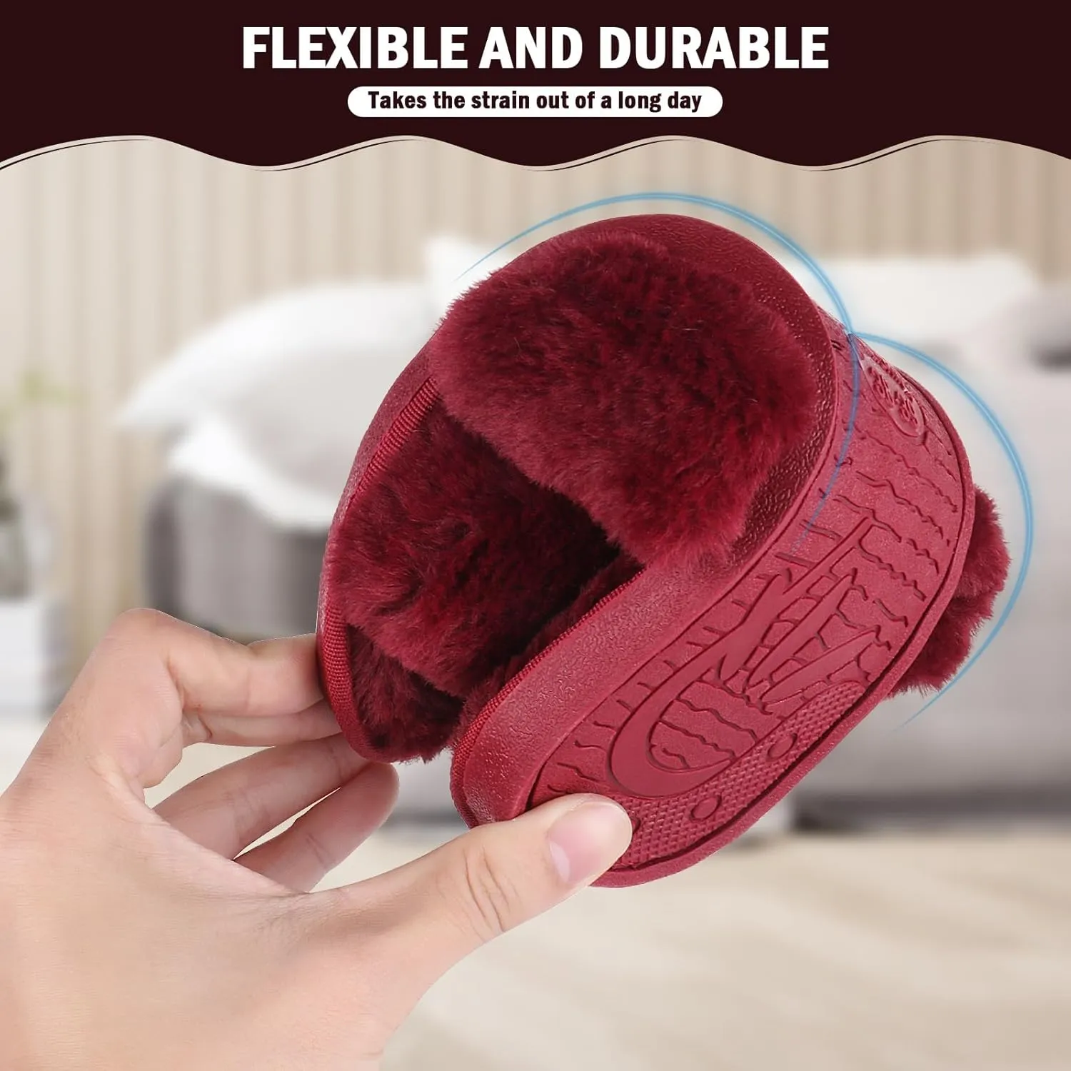 Slippers for Women,Women's Cross Band Slippers Fuzzy Soft House Slippers,Plush Memory Foam Shoes Cross Band Indoor Outdoor Open Toe Slipper