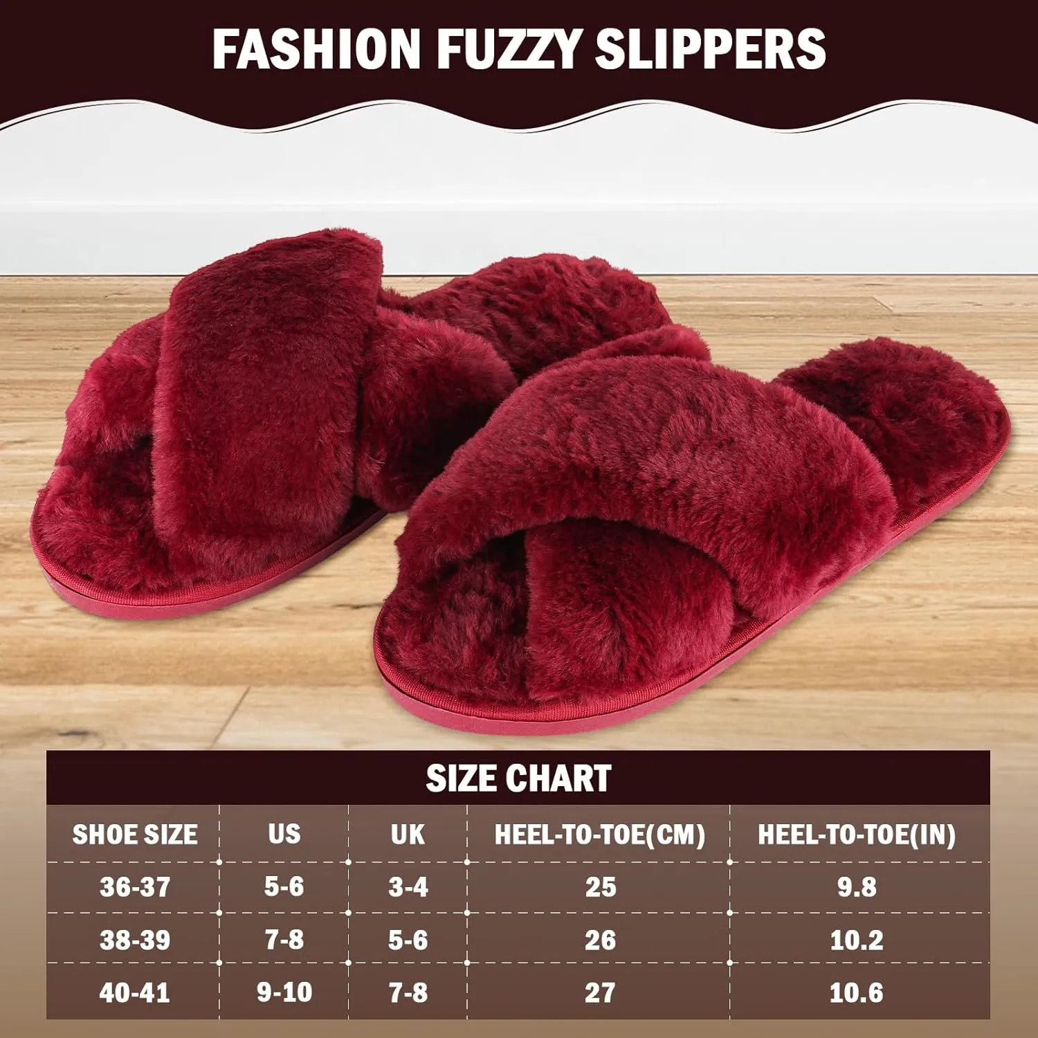 Slippers for Women,Women's Cross Band Slippers Fuzzy Soft House Slippers,Plush Memory Foam Shoes Cross Band Indoor Outdoor Open Toe Slipper