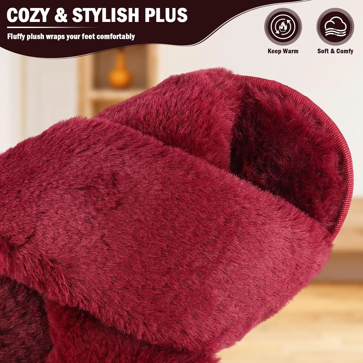 Slippers for Women,Women's Cross Band Slippers Fuzzy Soft House Slippers,Plush Memory Foam Shoes Cross Band Indoor Outdoor Open Toe Slipper
