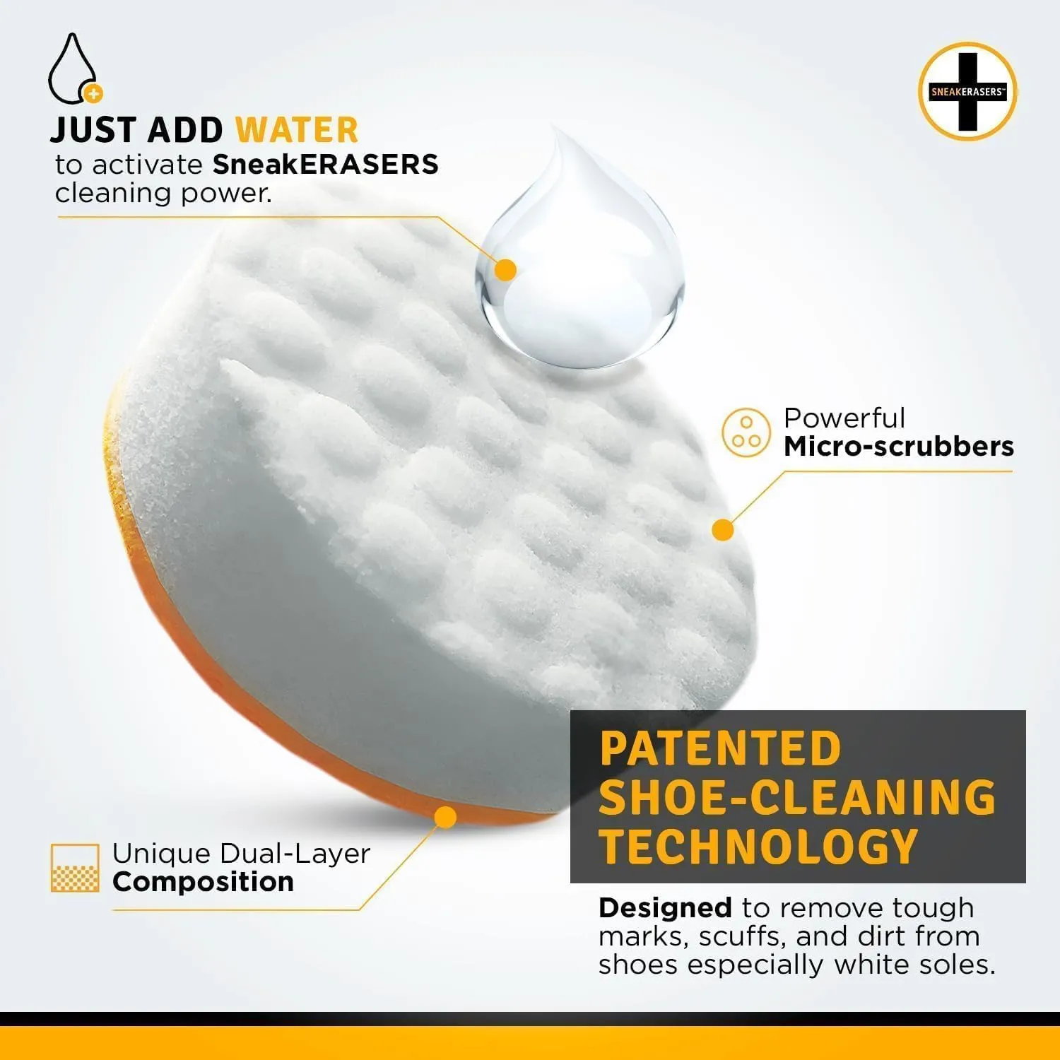 SneakERASERS Sole & Sneaker Cleaner, Premium Shoe Cleaner for Sneakers, Dual-Sided Sponges, Effective for Tennis Shoes & Women Men Sneakers, Gentle Rub Design Cleaner Kit, 10 Pack