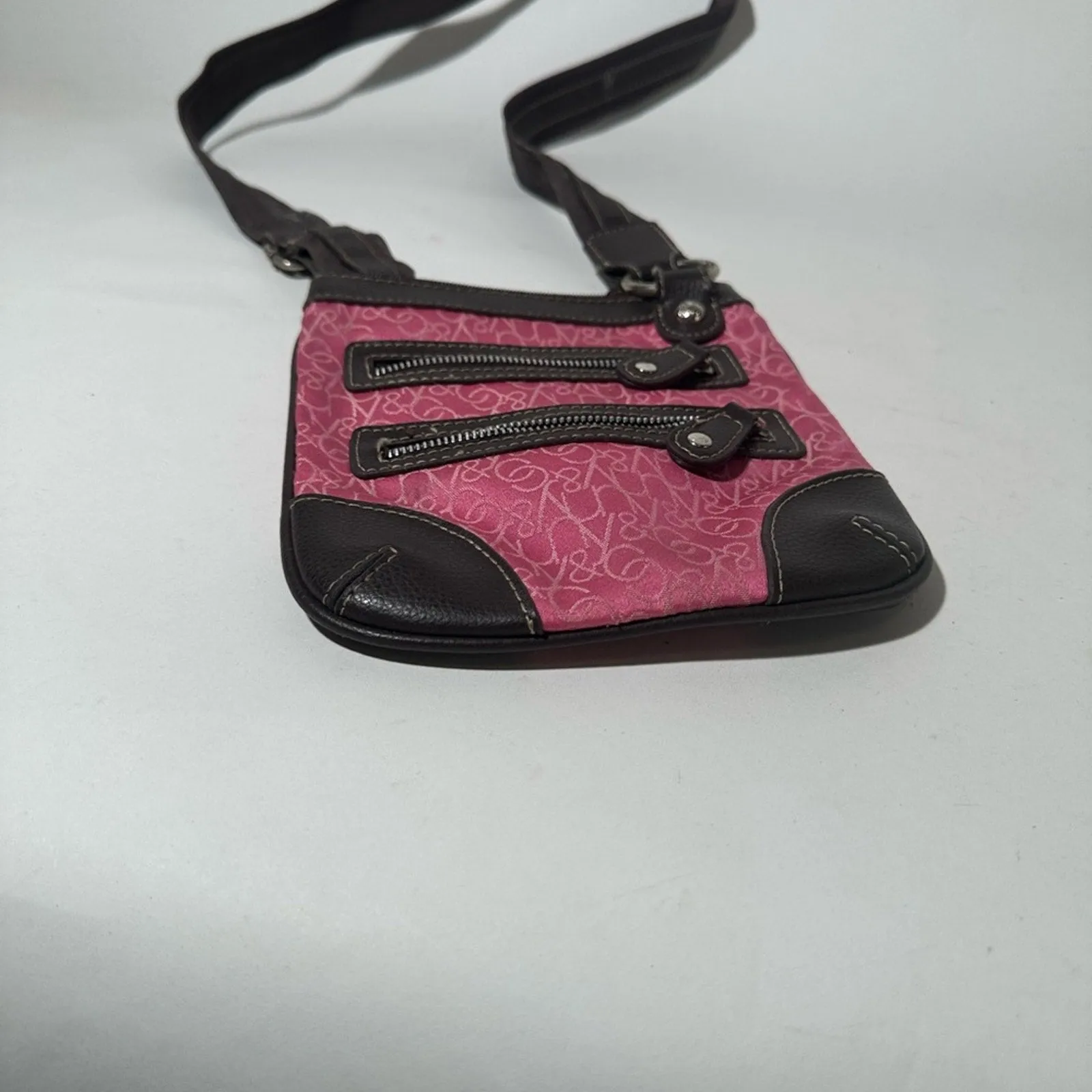 Stylish Pink and Brown Crossbody Bag
