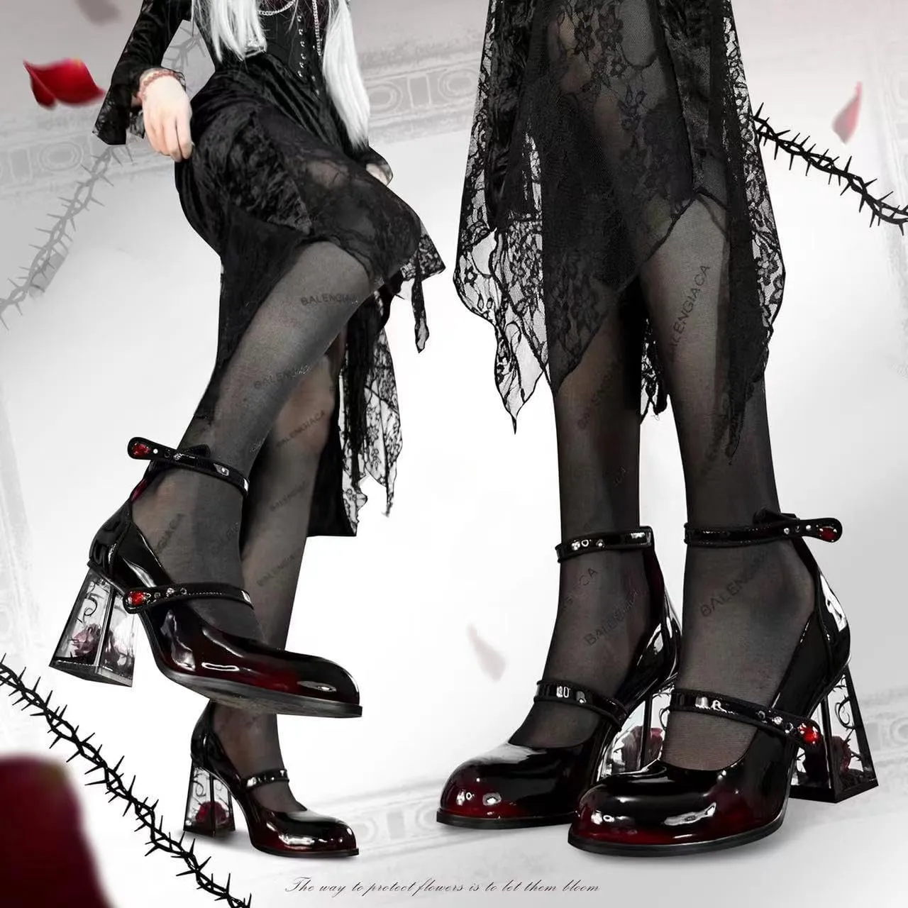 Ulalaza Womens Platform Mary Janes Dress Pumps Chunky Platform Shoes Patent Leather Gothic Lolita Sweet Toe Ankle