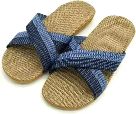 Unisex Home Slippers Flax Men and Women House Slipper Open-Toe Breathable