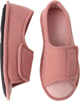 WALKFUN Men's and Women's Diabetic Shoes Open Toe Memory Foam Slippers Adjustable Closure Non-slip House Shoes