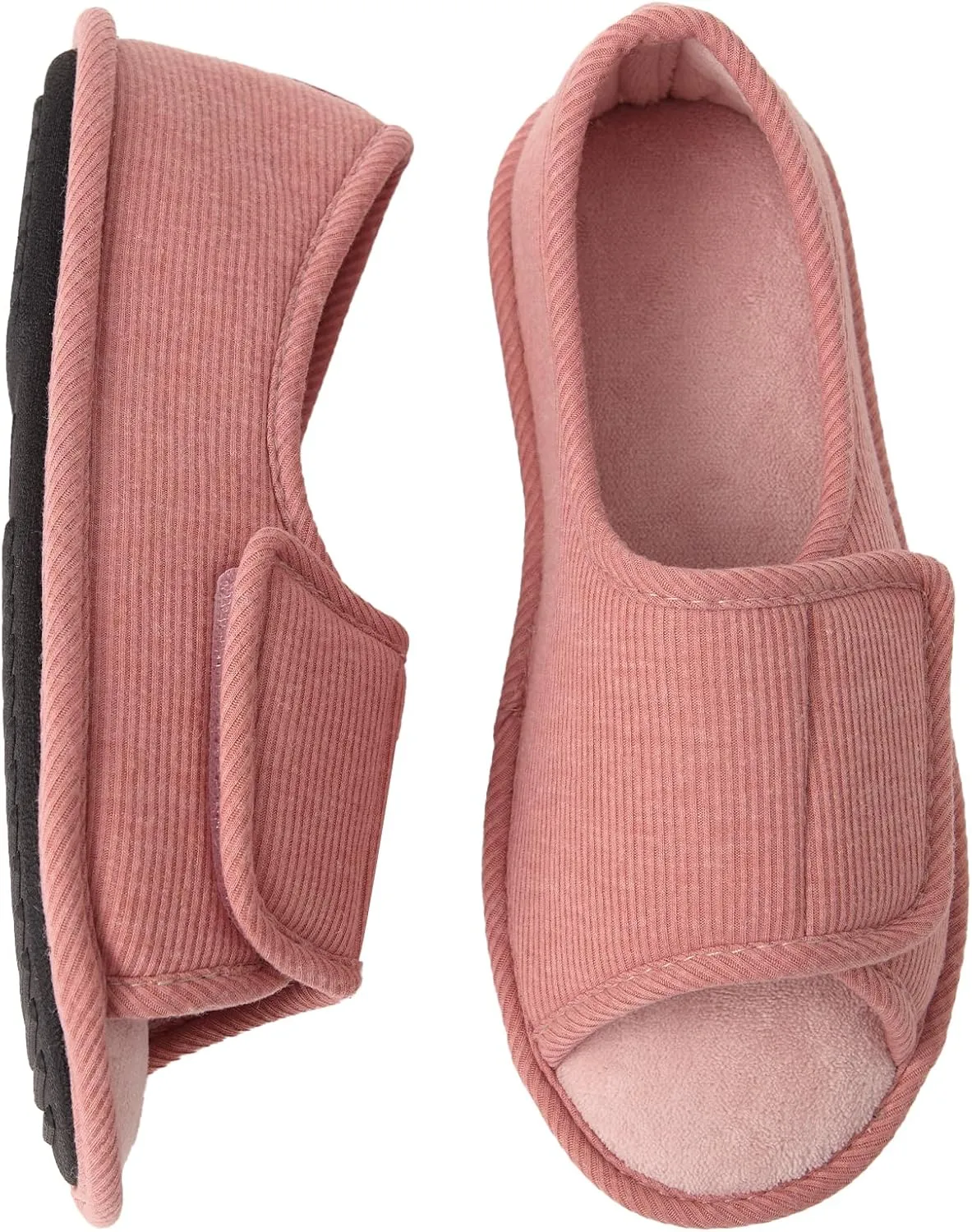 WALKFUN Men's and Women's Diabetic Shoes Open Toe Memory Foam Slippers Adjustable Closure Non-slip House Shoes