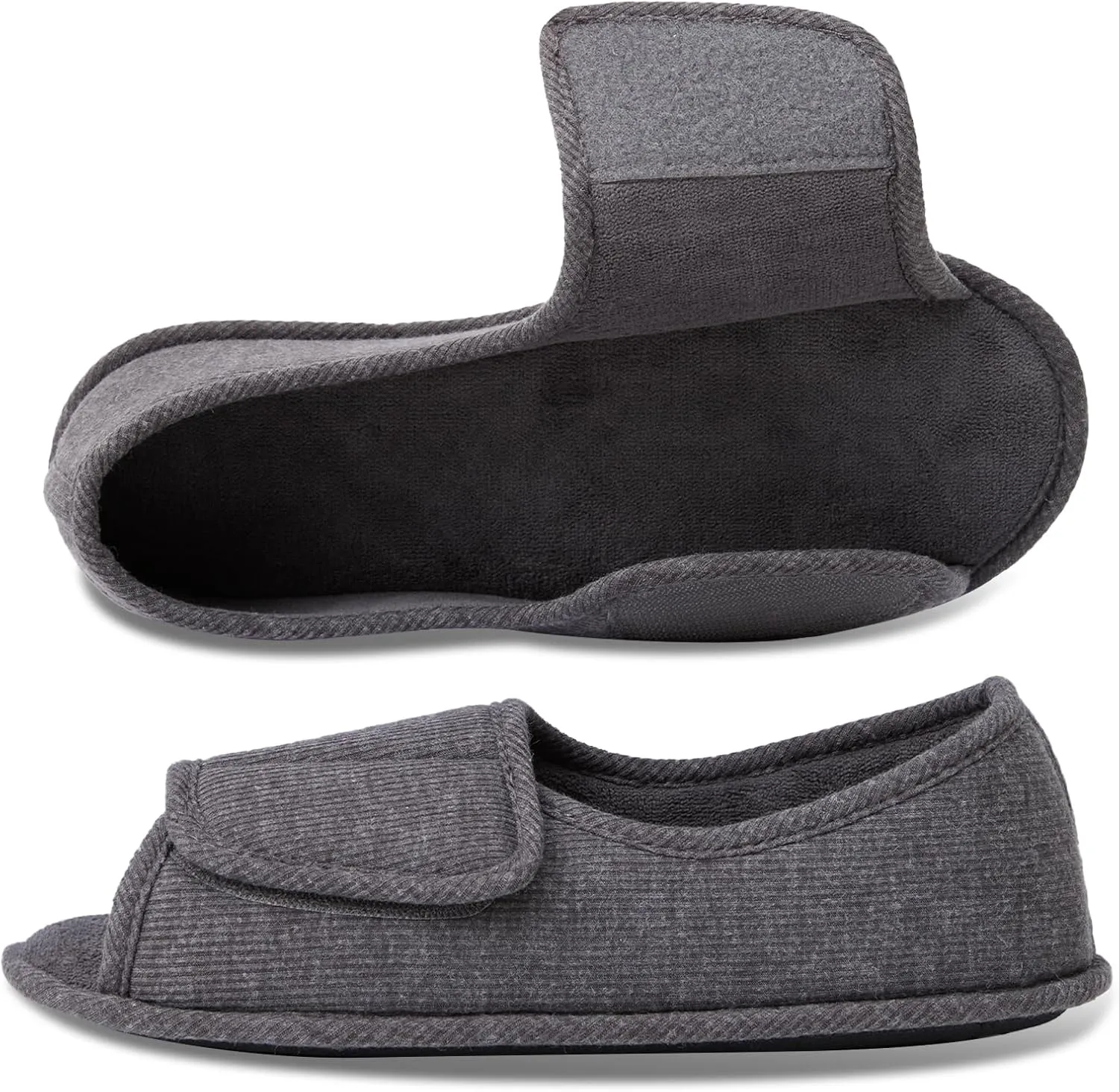WALKFUN Men's and Women's Diabetic Shoes Open Toe Memory Foam Slippers Adjustable Closure Non-slip House Shoes