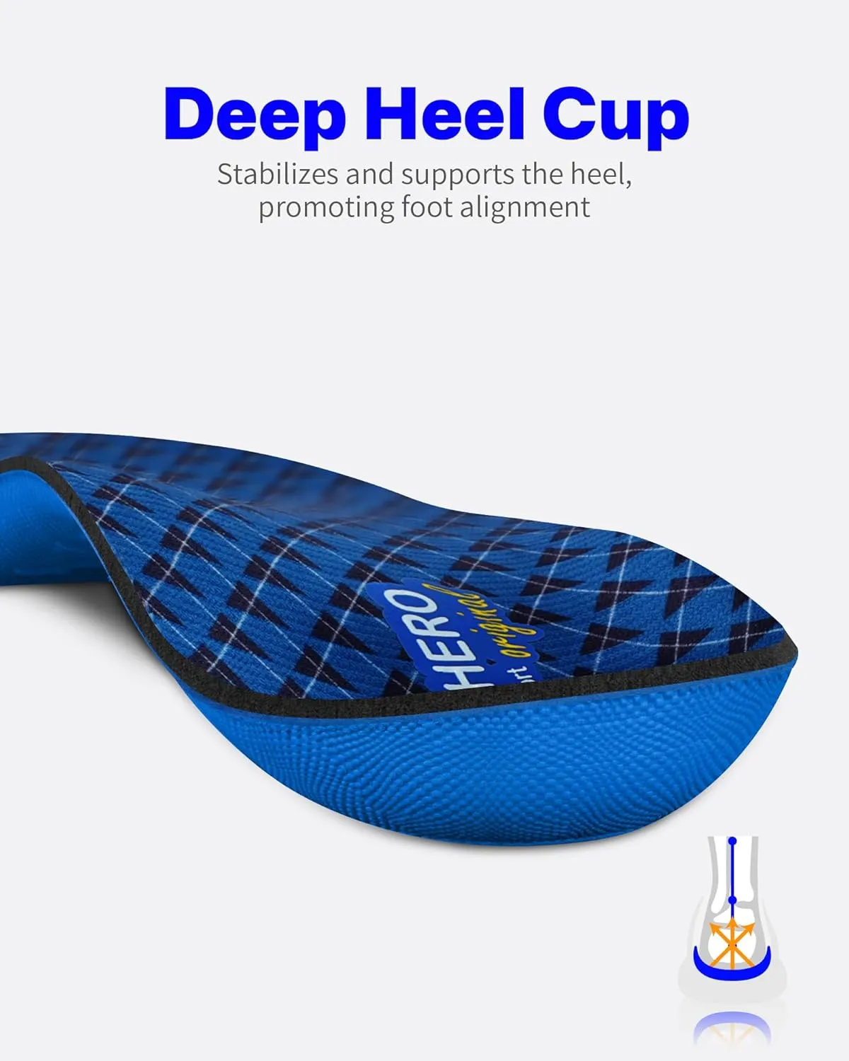 Walkhero Orthotic Insoles for Plantar Fasciitis, High Arch Support Inserts, Everyday Comfort and Support for Work Boots and Casual Shoes (Mens 8-8 1/2 | Womens 10-10 1/2 Blue)