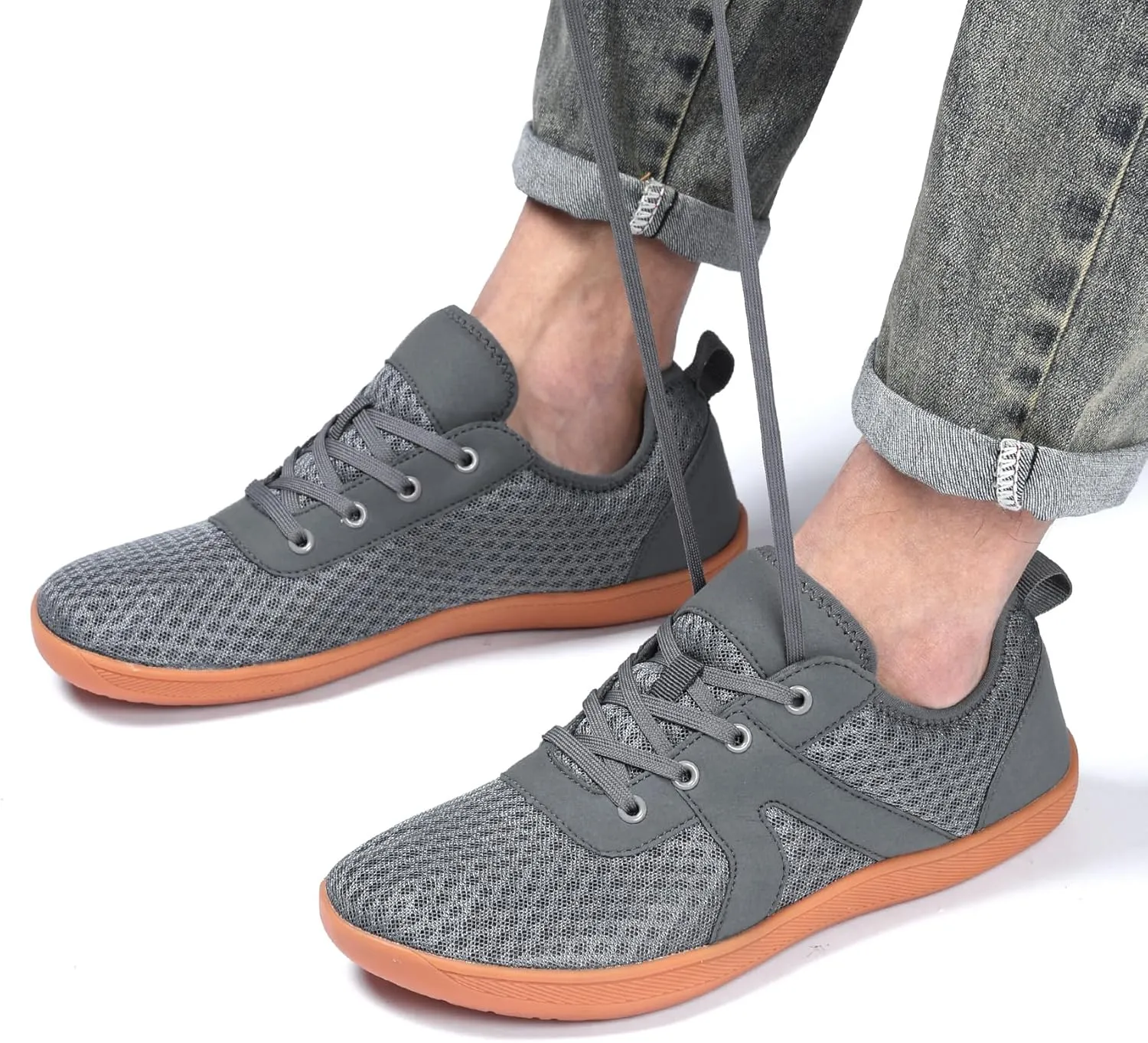 Walking Shoes for Men Wide Toe Zero Drop Extra Wide Width Sneakers Adult Minimalist Barefoot Shoes Men for Running Walking Fishing Hiking Fitness