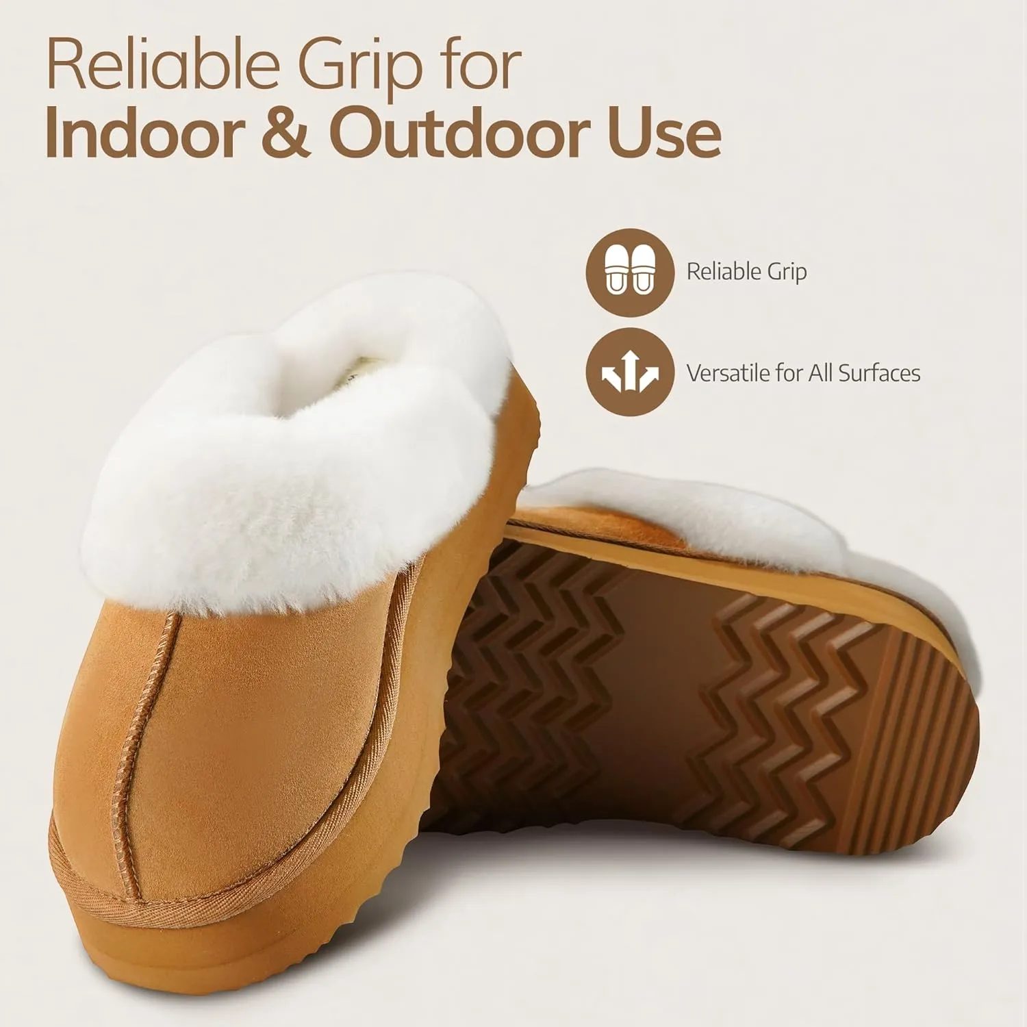 WaySoft Genuine Australian Sheepskin Women Platform Slippers, 100% Shearling Platform Indoor and Outdoor Fluffy Wool Slippers