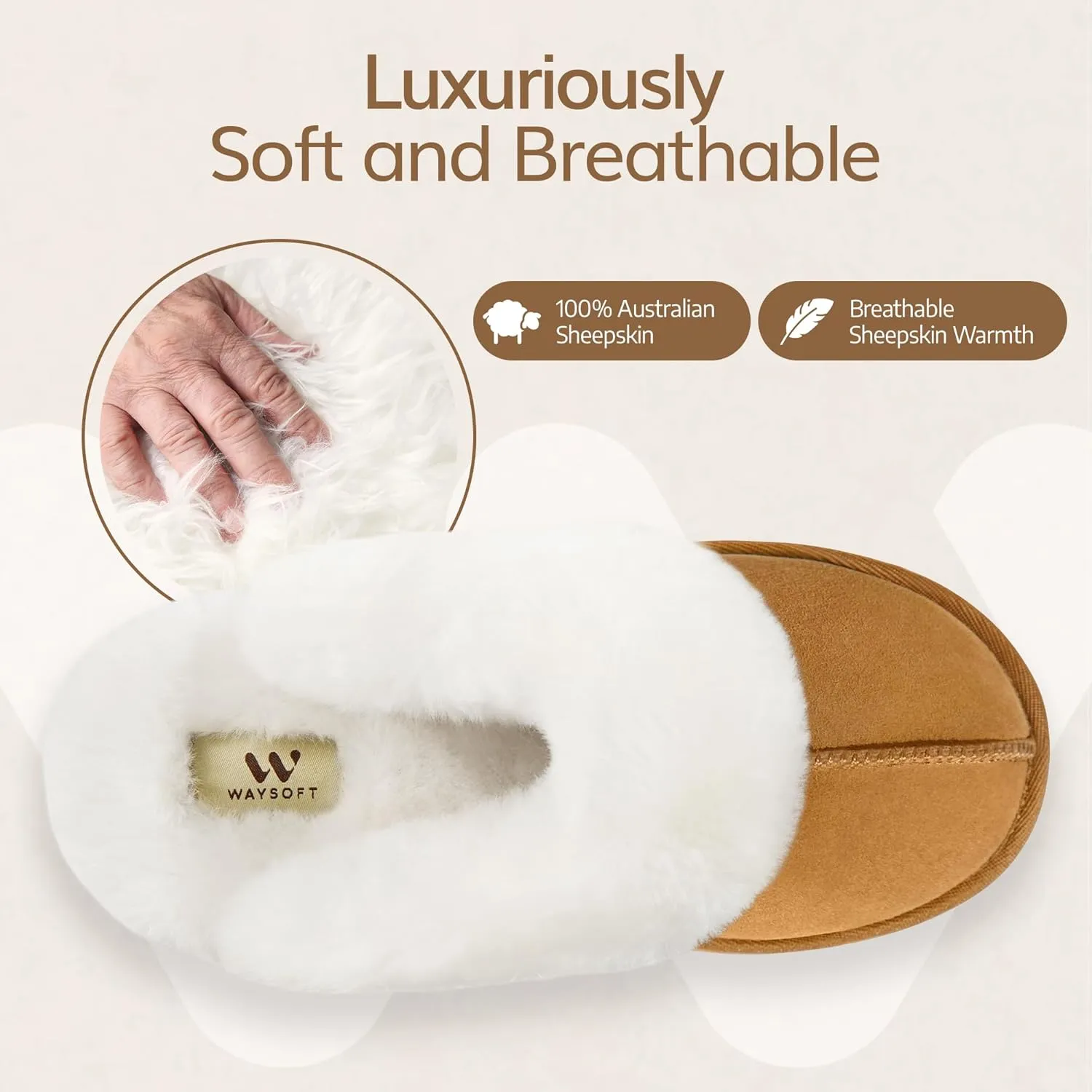 WaySoft Genuine Australian Sheepskin Women Platform Slippers, 100% Shearling Platform Indoor and Outdoor Fluffy Wool Slippers