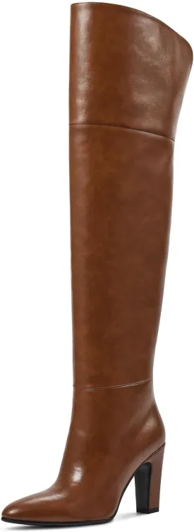wetkiss Thigh High Boots for Women, Over the Knee Boots with Chunky Heel, Side Zipper, Wide Calf Design, Stylish and Comfy