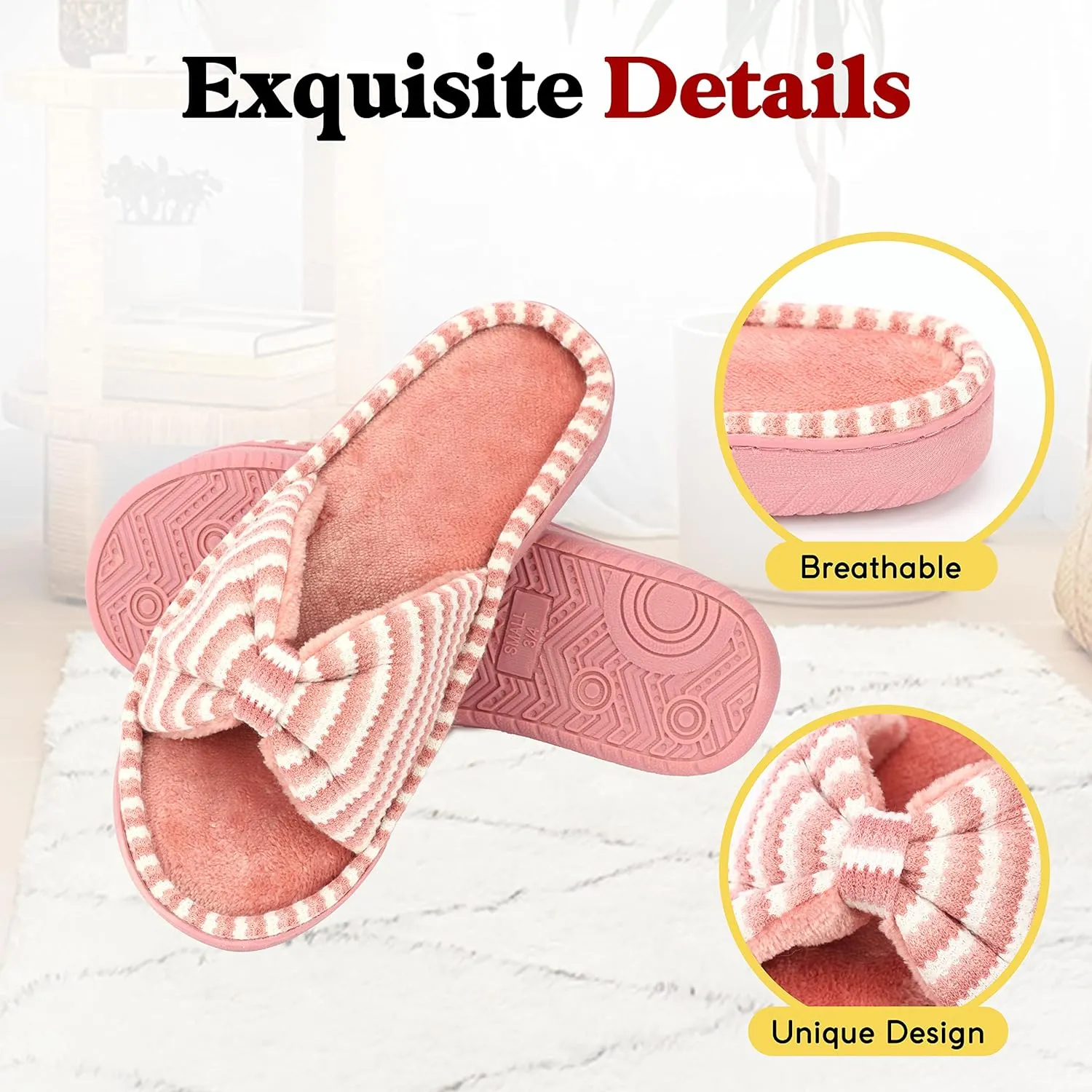 Women Summer Slippers Open Toe Slippers Memory Foam Anti-slip House Shoes Indoor Outdoor Christmas Gifts