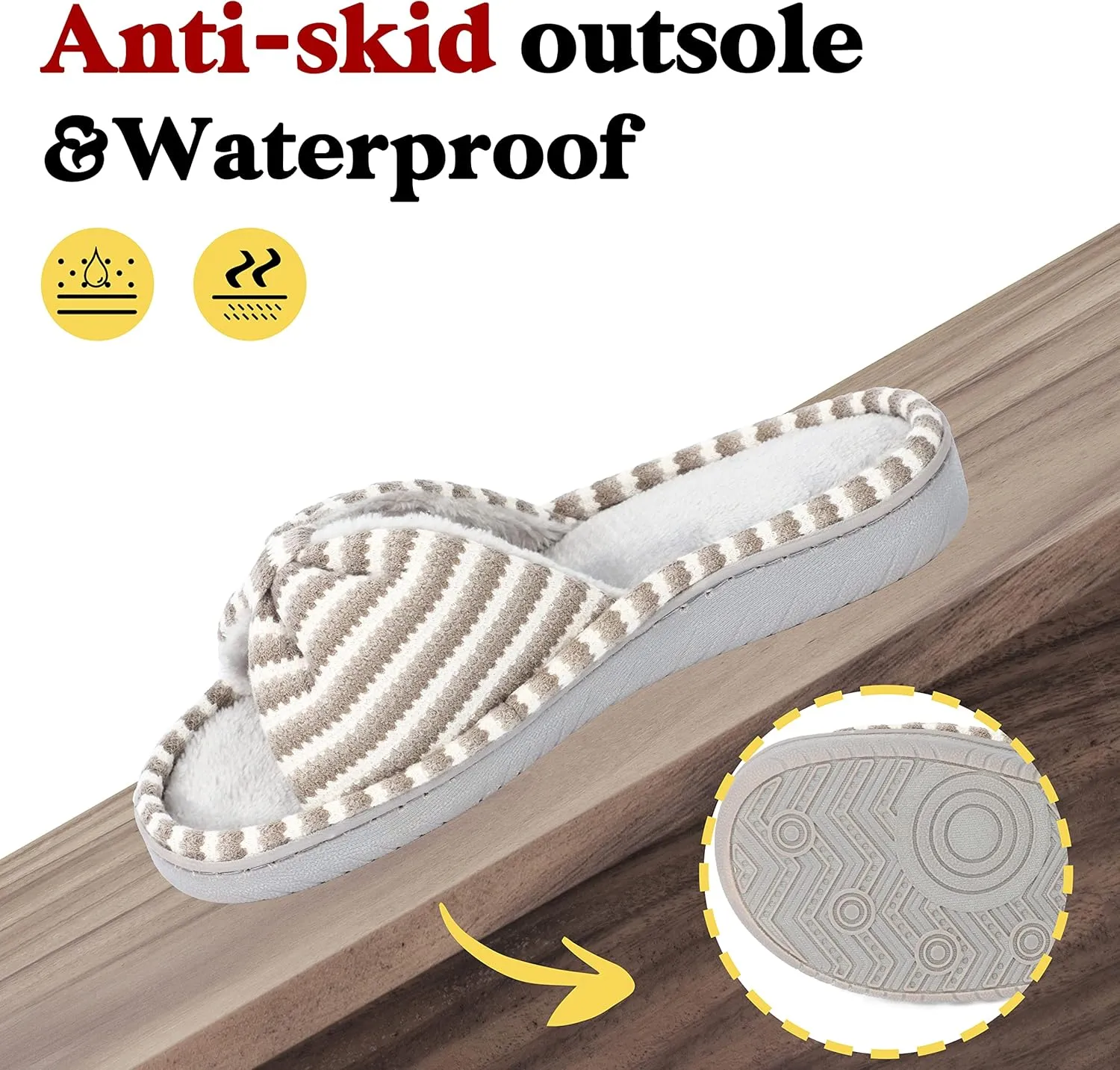 Women Summer Slippers Open Toe Slippers Memory Foam Anti-slip House Shoes Indoor Outdoor Christmas Gifts