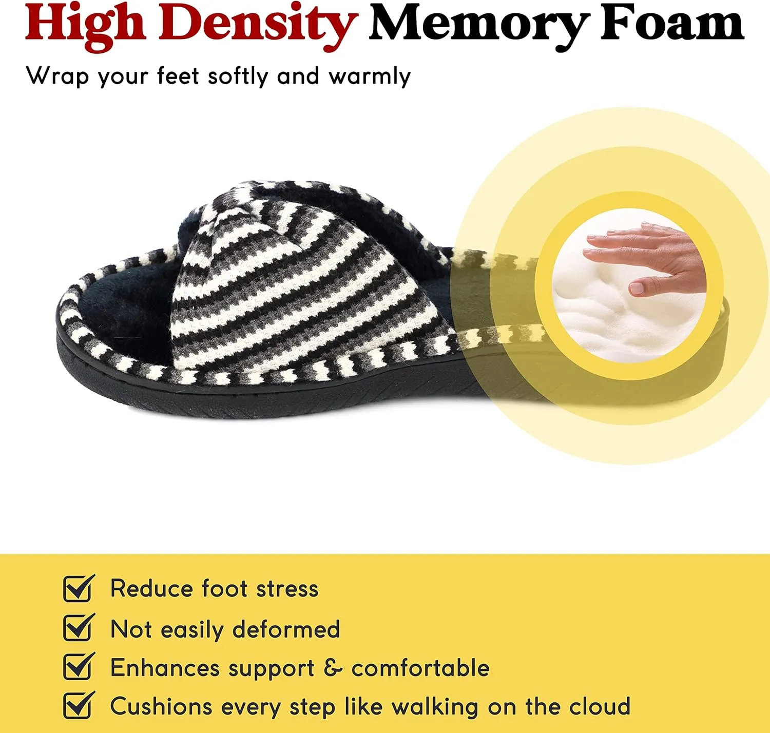 Women Summer Slippers Open Toe Slippers Memory Foam Anti-slip House Shoes Indoor Outdoor Christmas Gifts