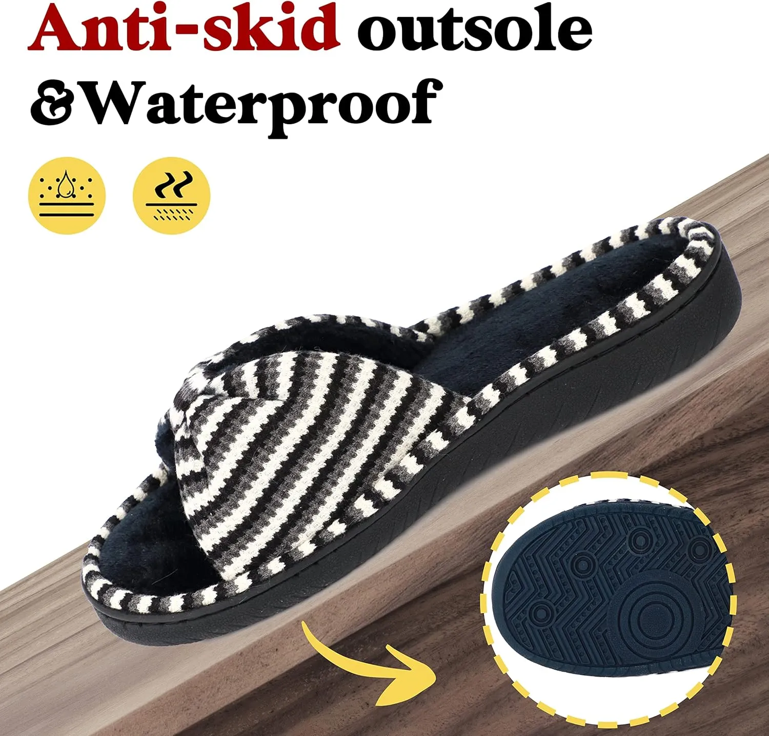 Women Summer Slippers Open Toe Slippers Memory Foam Anti-slip House Shoes Indoor Outdoor Christmas Gifts