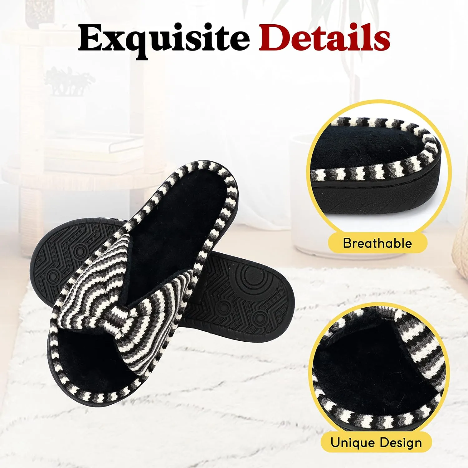 Women Summer Slippers Open Toe Slippers Memory Foam Anti-slip House Shoes Indoor Outdoor Christmas Gifts