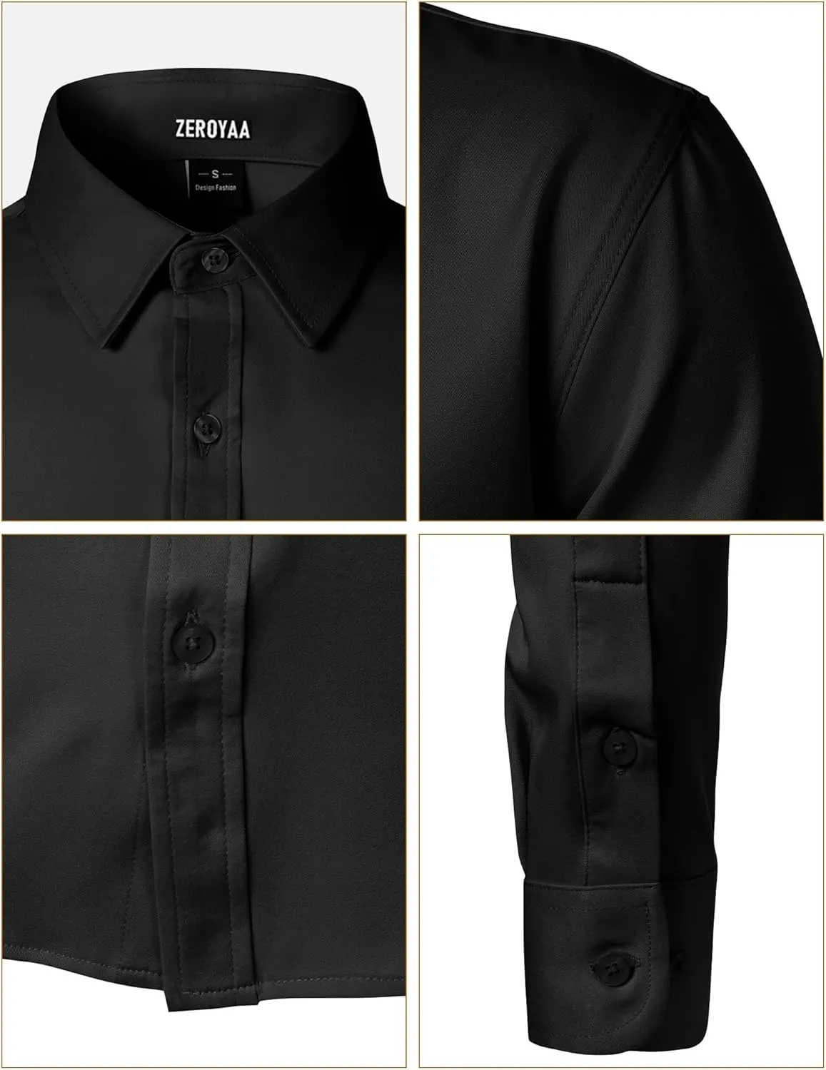 ZEROYAA Men's Wrinkle Free Long Sleeve Dress Shirt Business Casual Modern Slim Fit Button Down Shirts for Wedding and Office
