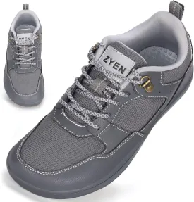 ZYEN Men's Barefoot Wide Toe Box Shoes Non Slip Zero Drop Causal Leather Shoes Utra Light Wide Width Walking Fashion Sneakers Breathable Wide Minimalist Running Sneakers Workout Gym Trainer